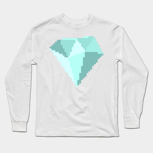 Aquamarine Gem Pixel Art Long Sleeve T-Shirt by christinegames